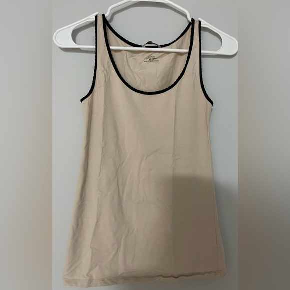 H&M Tops - H&M Cream Tank Top with Black Trim